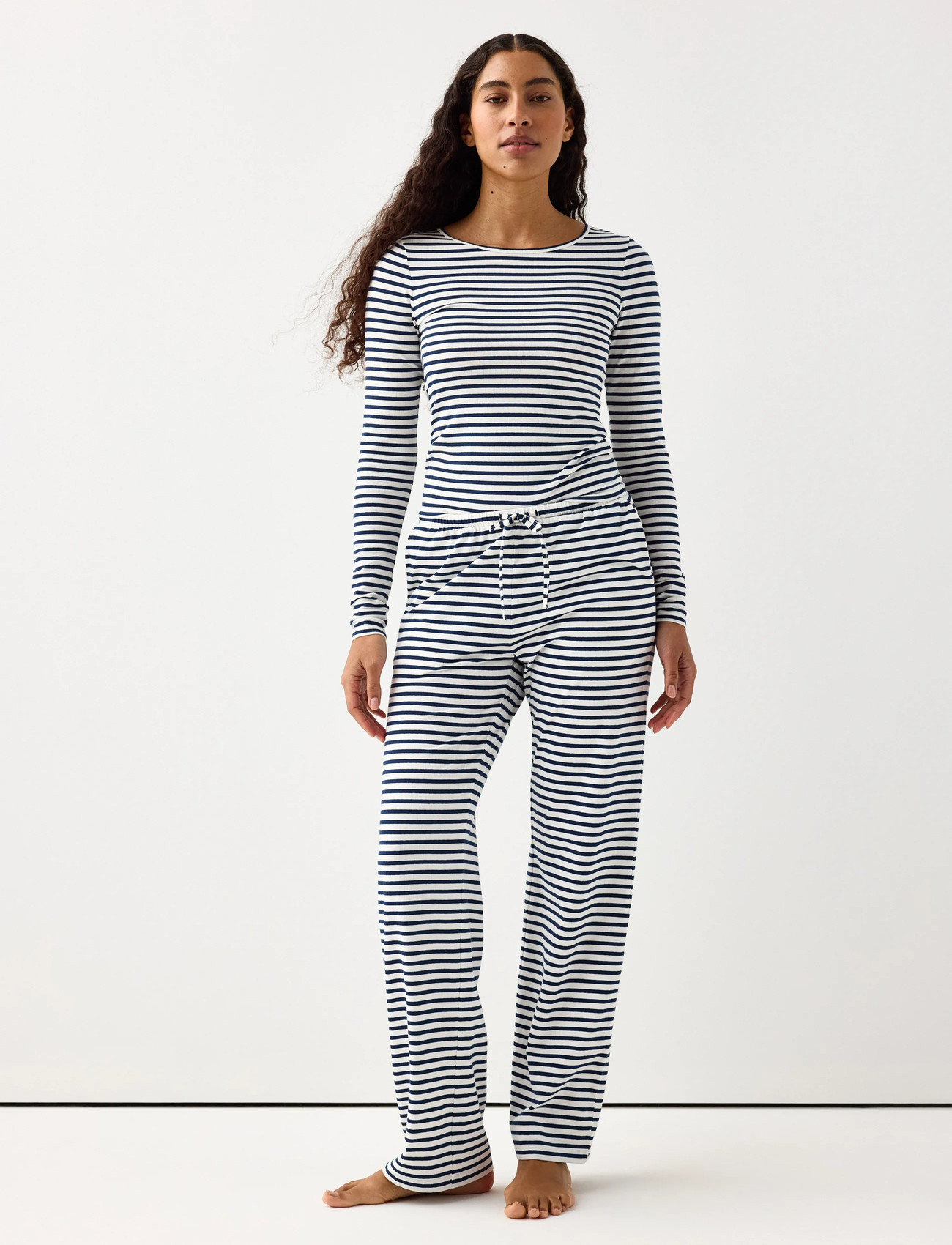 Lindex Wide Pyjama Trousers, M, White, Nat- Og Loungewear > Bukser, Dame