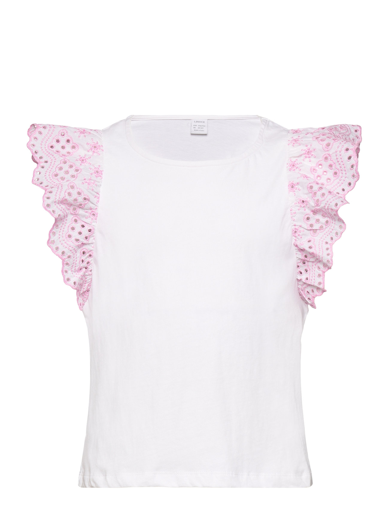 LINDEX Oberteil Jersey With Schiffly Sleev Weiß - 134/140 - Kinder