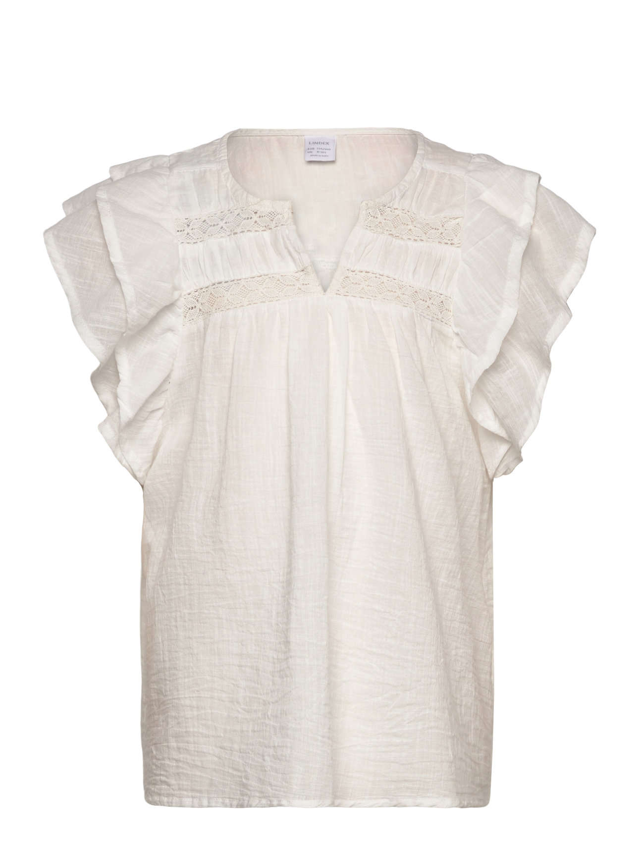 LINDEX Bluse Kurz Sleeve With Floun Weiß - 128 - Kinder