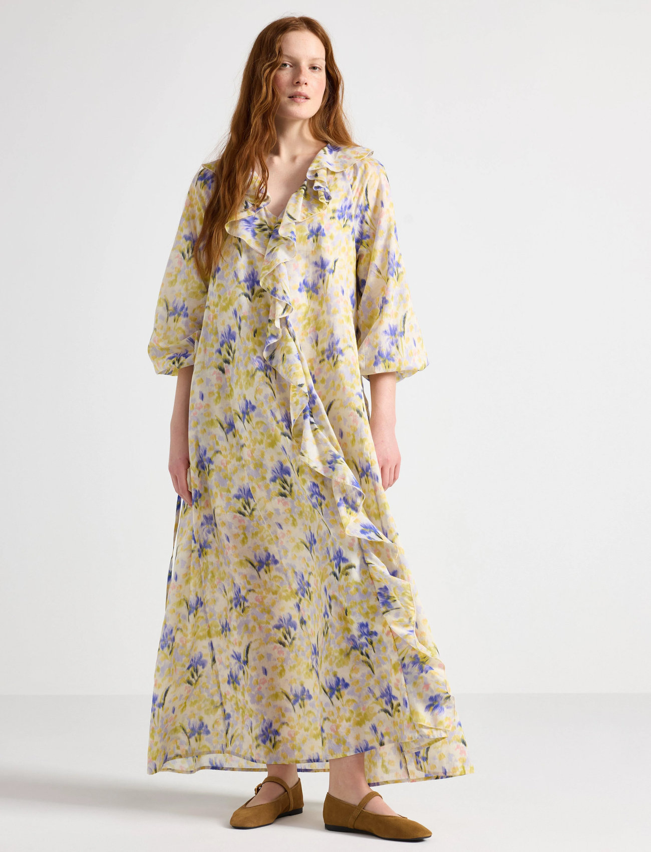 Lindex Dress Florens, S, Yellow, Kjoler > Maxikjole, Dame