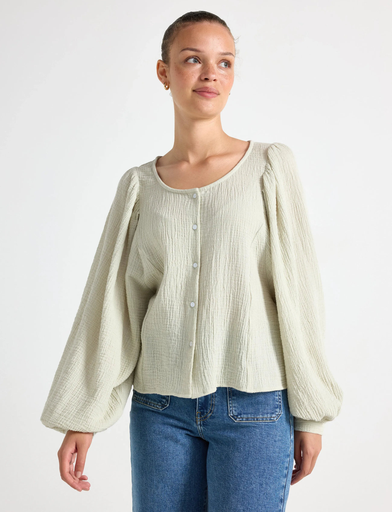 Lindex Blouse Yellena, M, Green, Bluser > Langærmede, Dame
