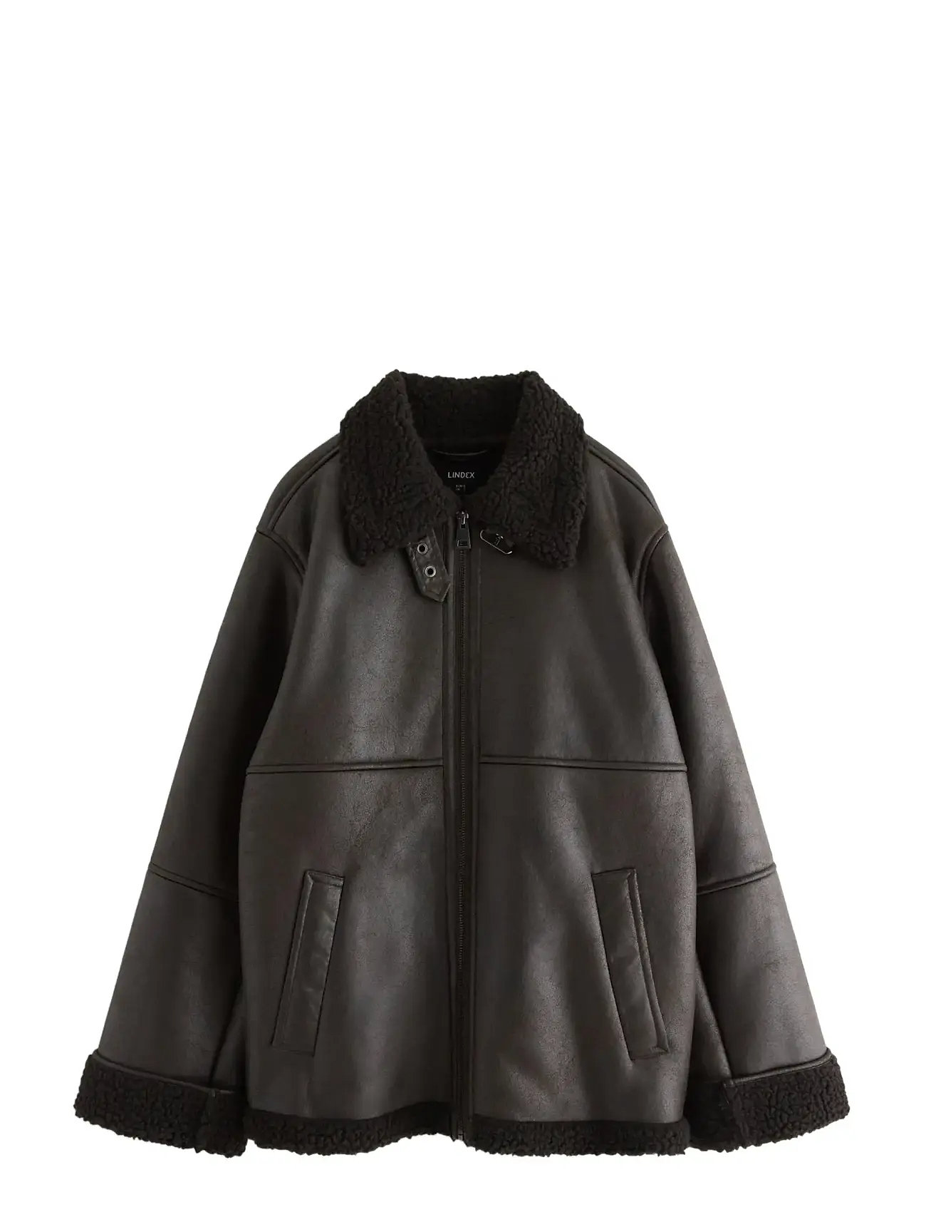 LINDEX Jacke Sheerling Pu Braun - XL - Damen