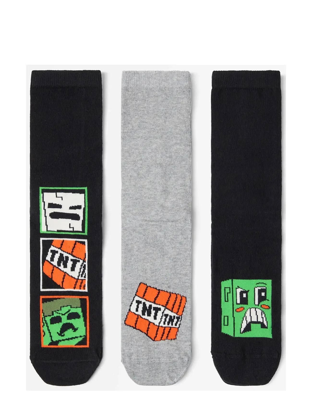 Lindex 3-Pack Minecraft Socks, 37/39, Black, Sokker & Strømpebukser > Sokker, Børn