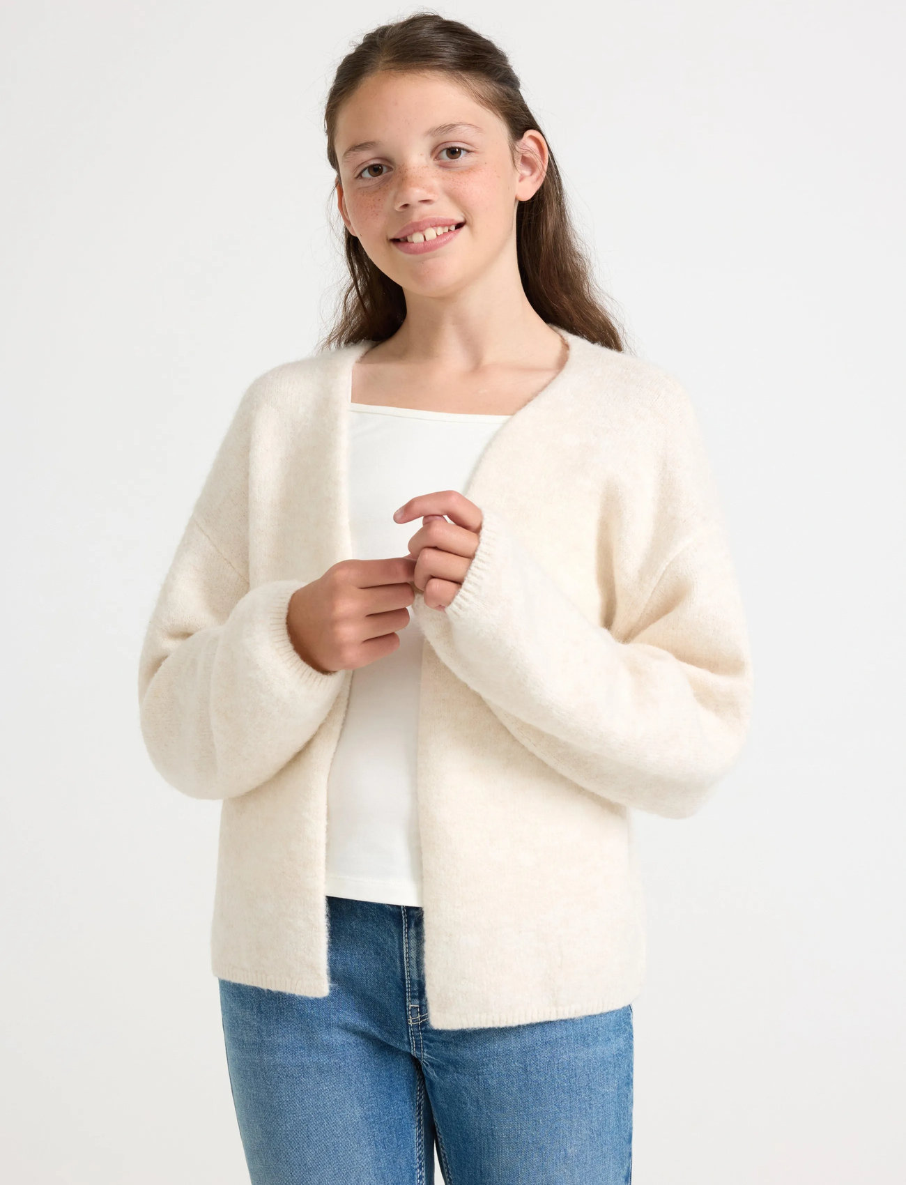 Lindex Knitted Cardigan, 128, White, Strik > Cardigans, Dame
