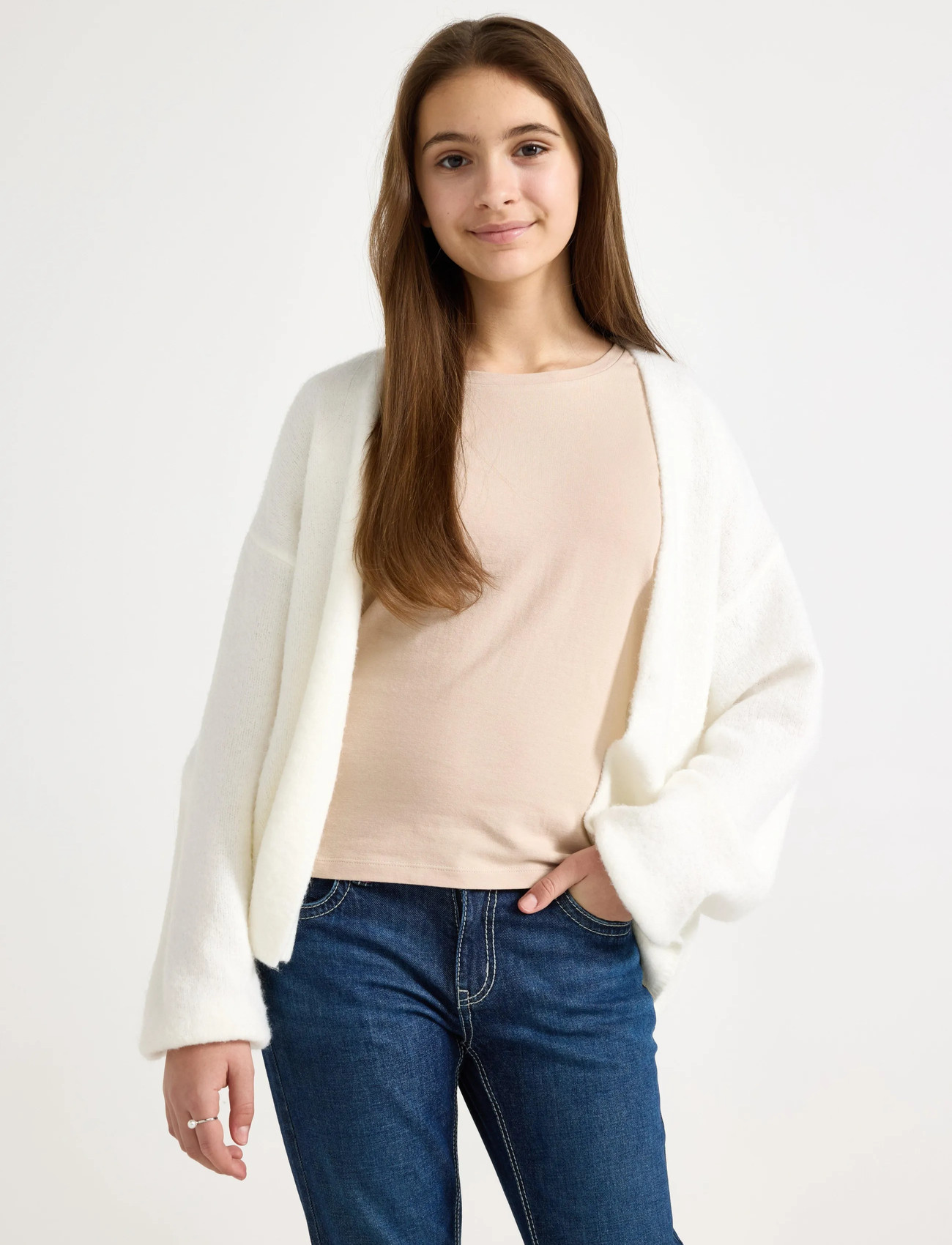 Lindex Knitted Cardigan, 170, Cream, Strik > Cardigans, Dame