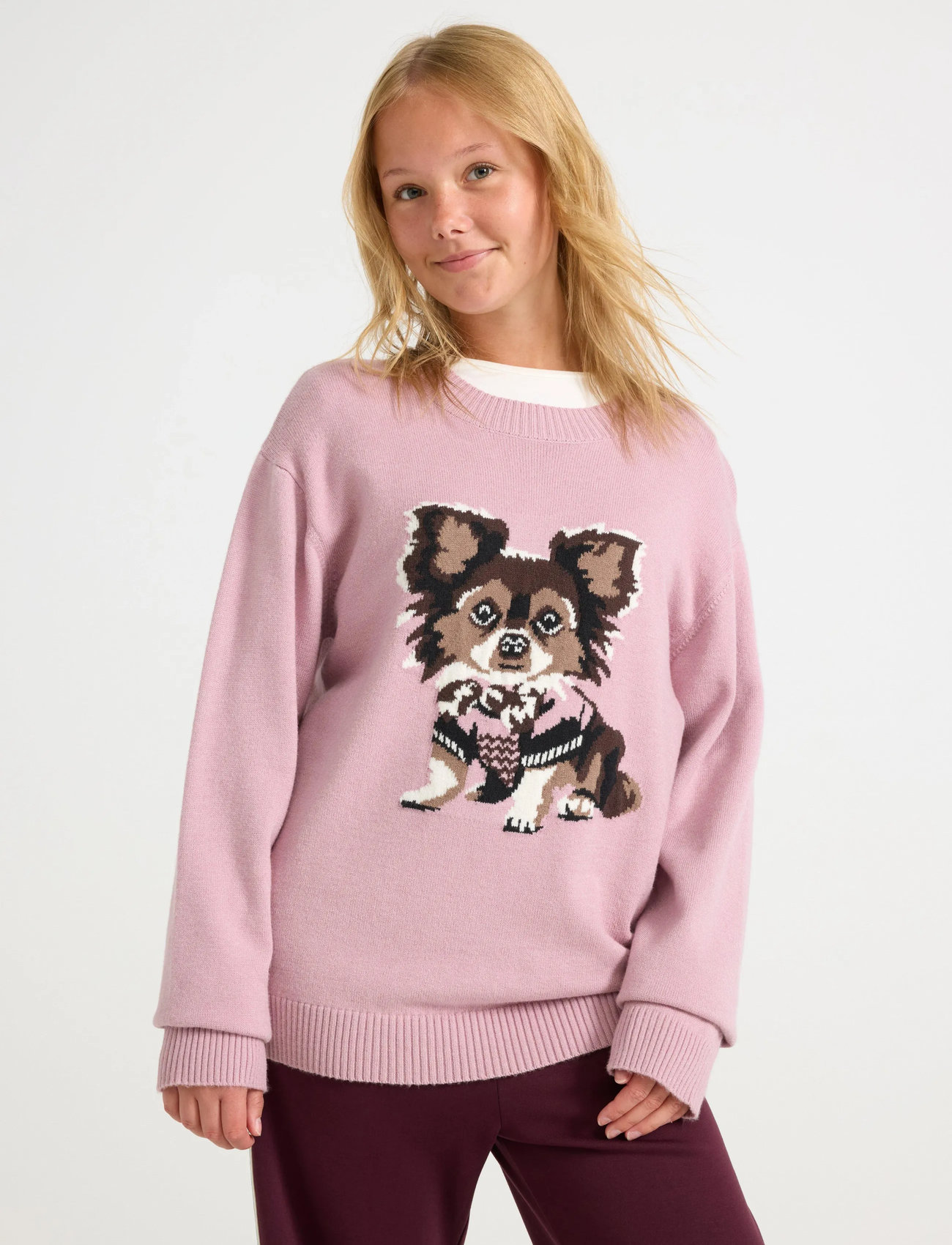 Lindex Knitted Jumper, 128, Pink, Strik > Pullovere, Børn