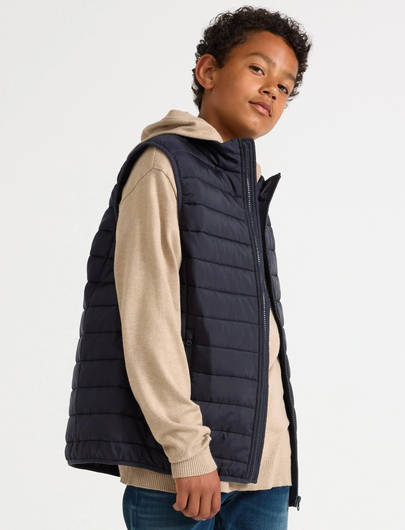 Lindex Padded Vest, 128, Navy, Overtøj > Udendørs Veste, Børn
