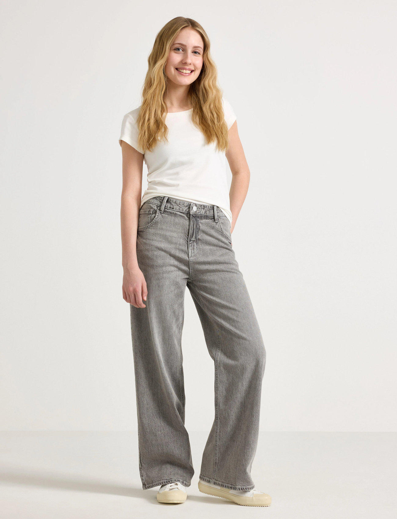 Lindex Vega Wide Leg Jeans, 146, Grey, Jeans > Vidde Jeans, Børn