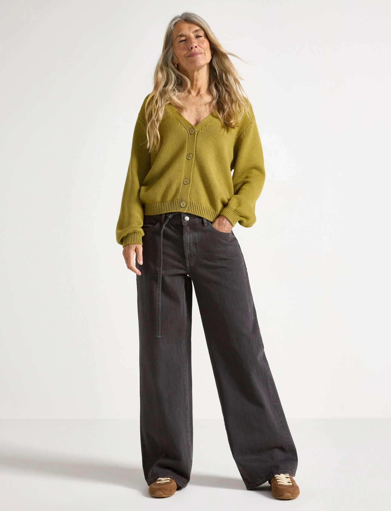 Lindex Trousers Denim Peggy Grey, 34, Grey, Jeans > Vidde, Dame