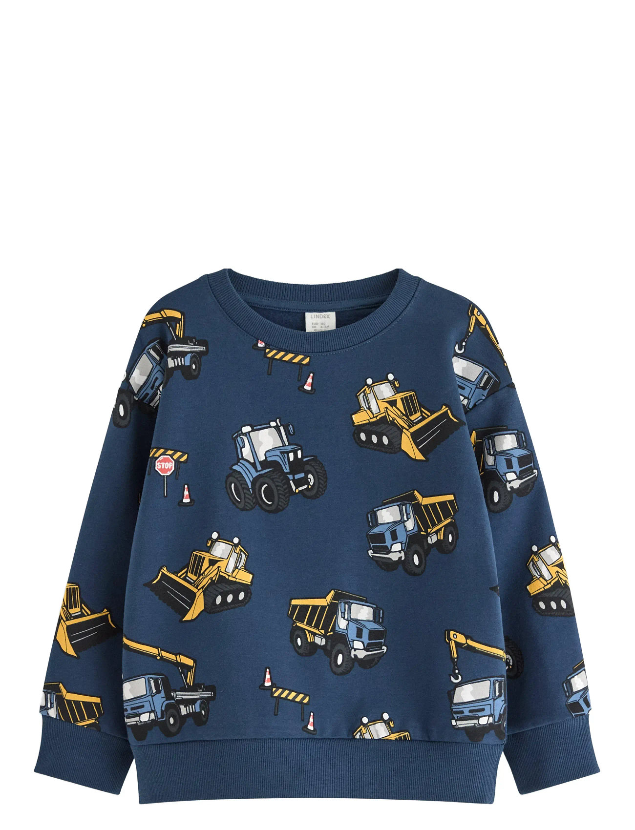 LINDEX Sweatshirt Working Vehicle Aop Navy - 122 - Kinder