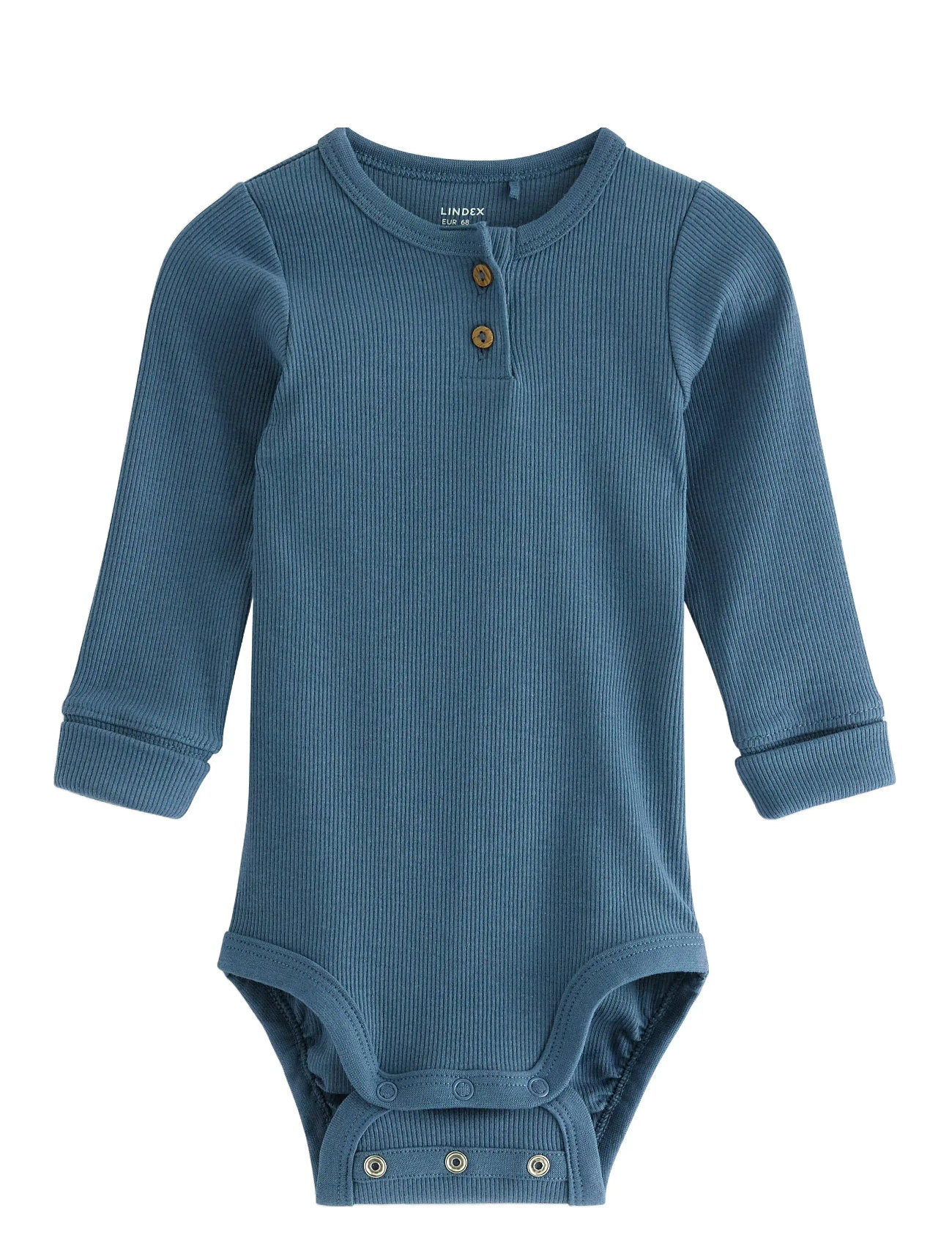 Lindex Body Henley, 62, Blue, Bodysuits > Langærmede Bodysuits, Børn