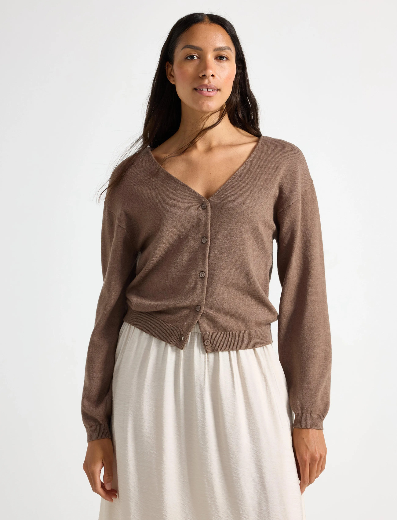 Lindex Strikket Cardigan, XL, Brown, Strik > Cardigans, Dame
