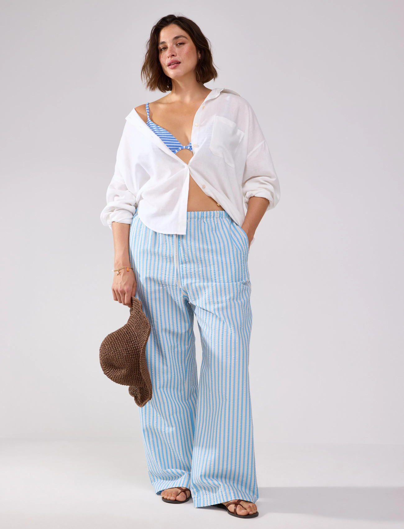 Lindex Trousers Livia, L, Blue, Bukser > Lige Ben, Dame
