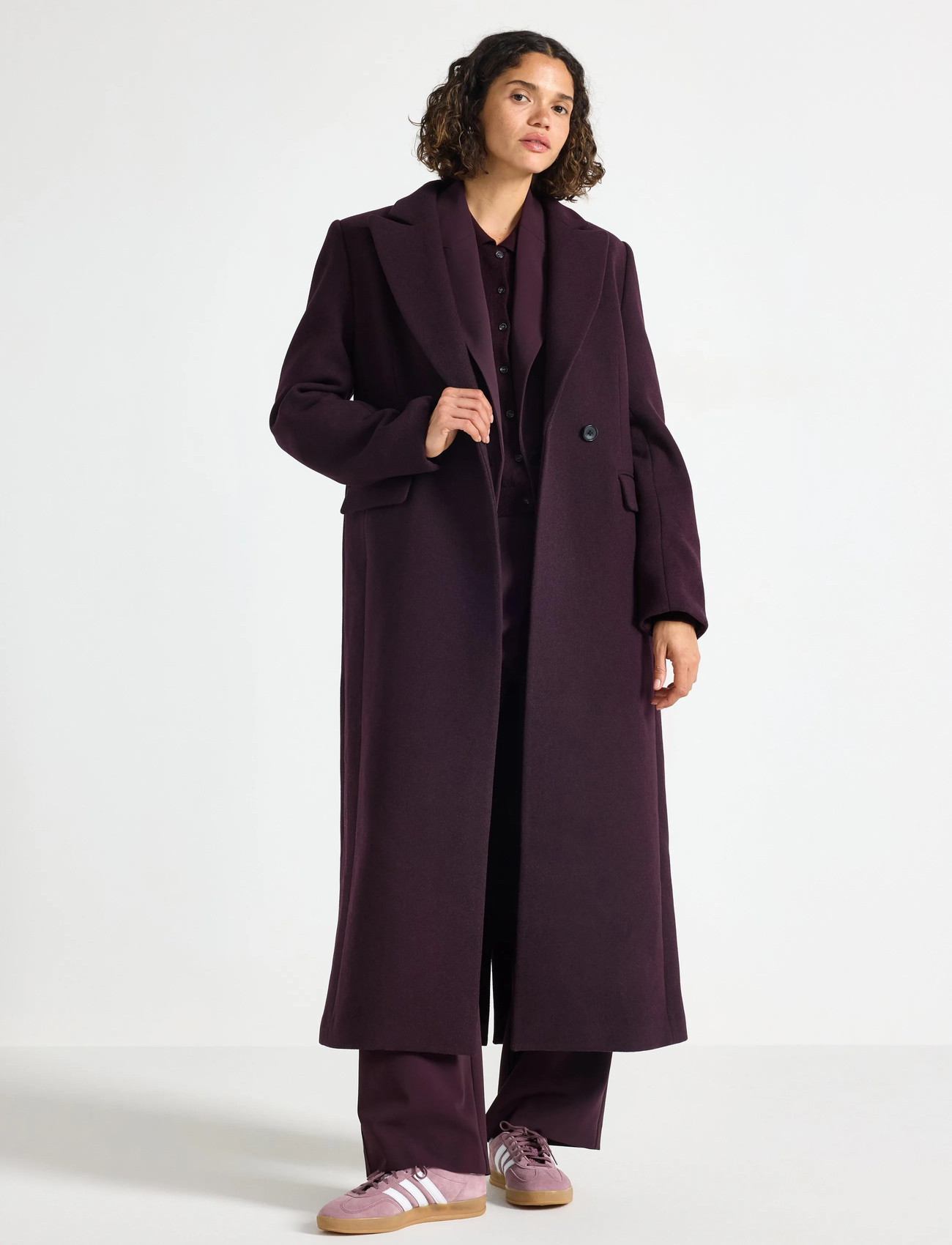 Lindex Coat In Wool Blend, M, Burgundy, Frakker > Uldfrakker, Dame