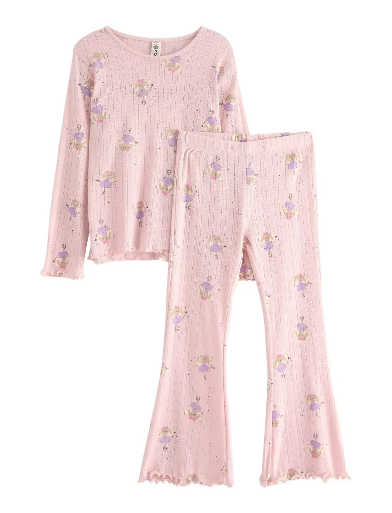 LINDEX Pyjamas Pointelle Flare Pink - 92 - Kinder