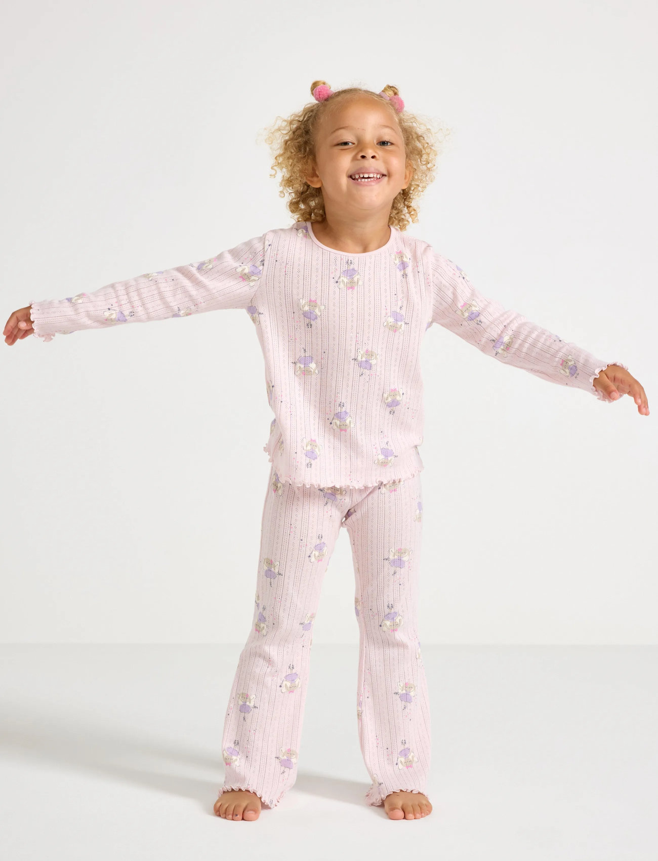 Lindex Pyjamas Pointelle Flare, 92, Pink, Pyjamas > Pyjamas-Sæt, Børn