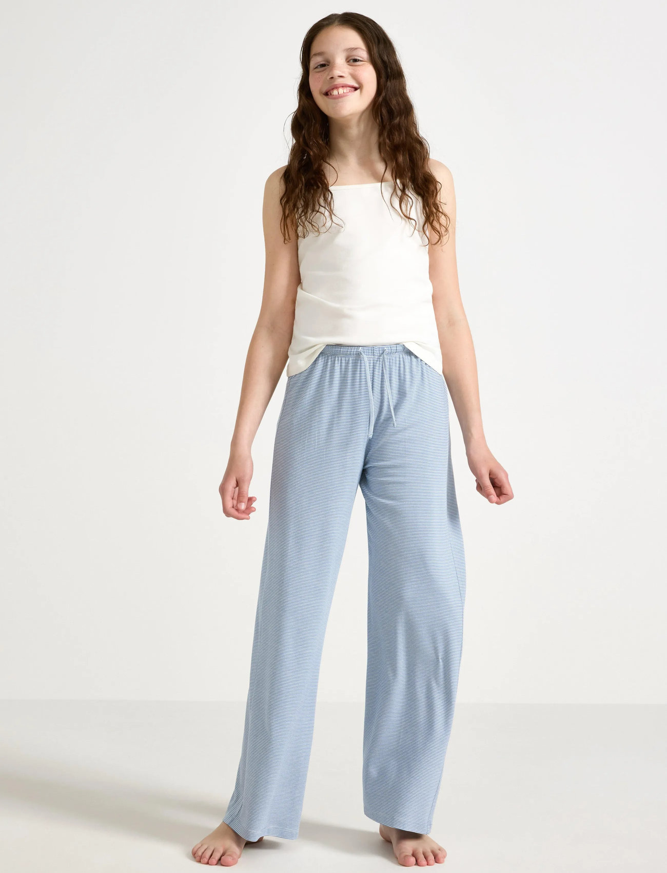 Lindex Trousers Pyjama Wide, 170, Blue, Pyjamas > Pyjamasbukser, Børn