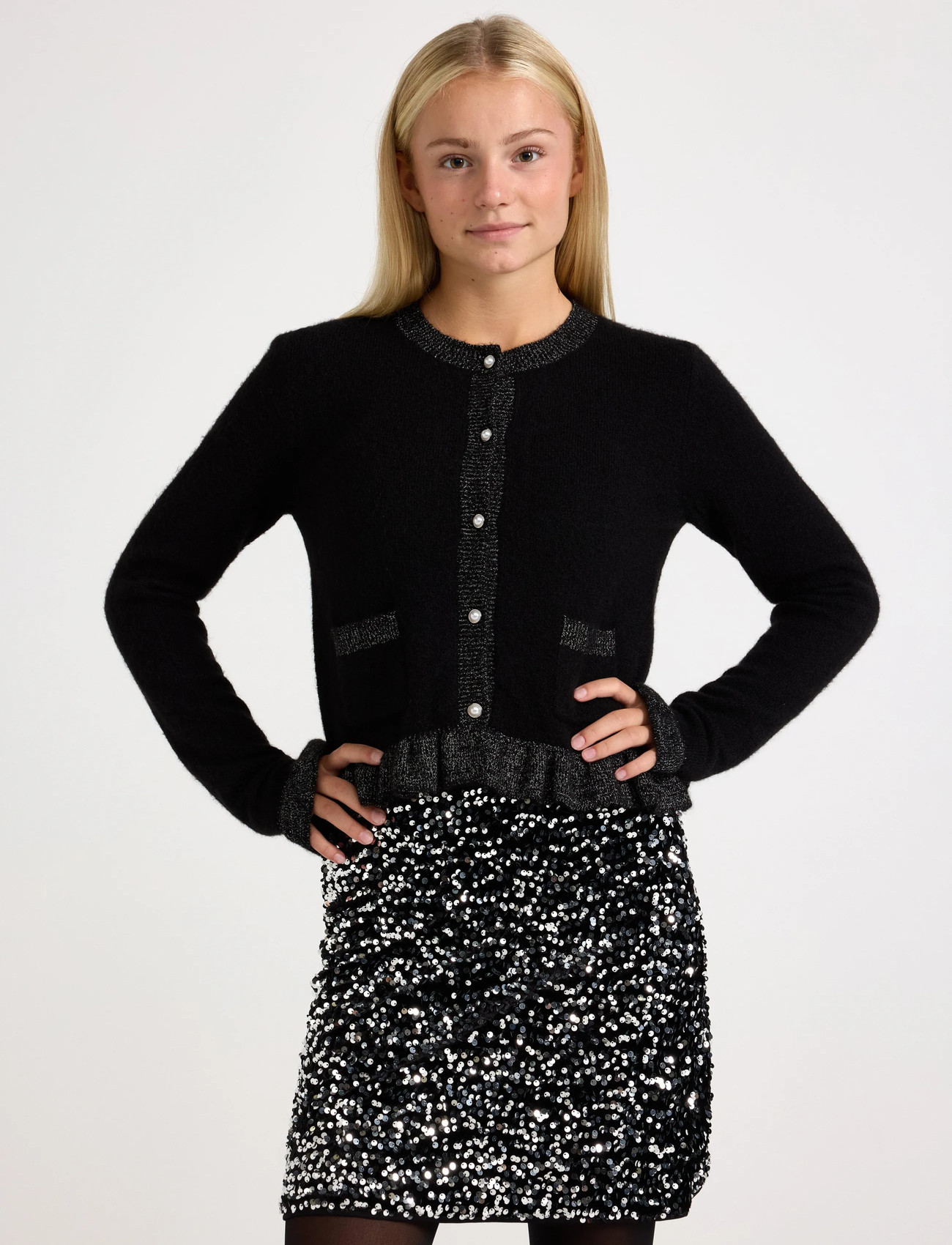 Lindex Cardigan, 170, Black, Strik > Cardigans, Børn