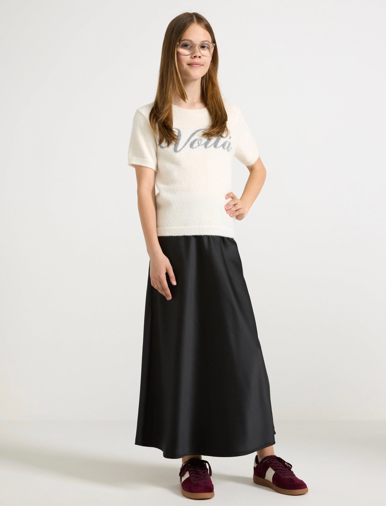 Lindex Skirt Satin Bias, 158, Black, Nederdele > Maxi Nederdele, Børn