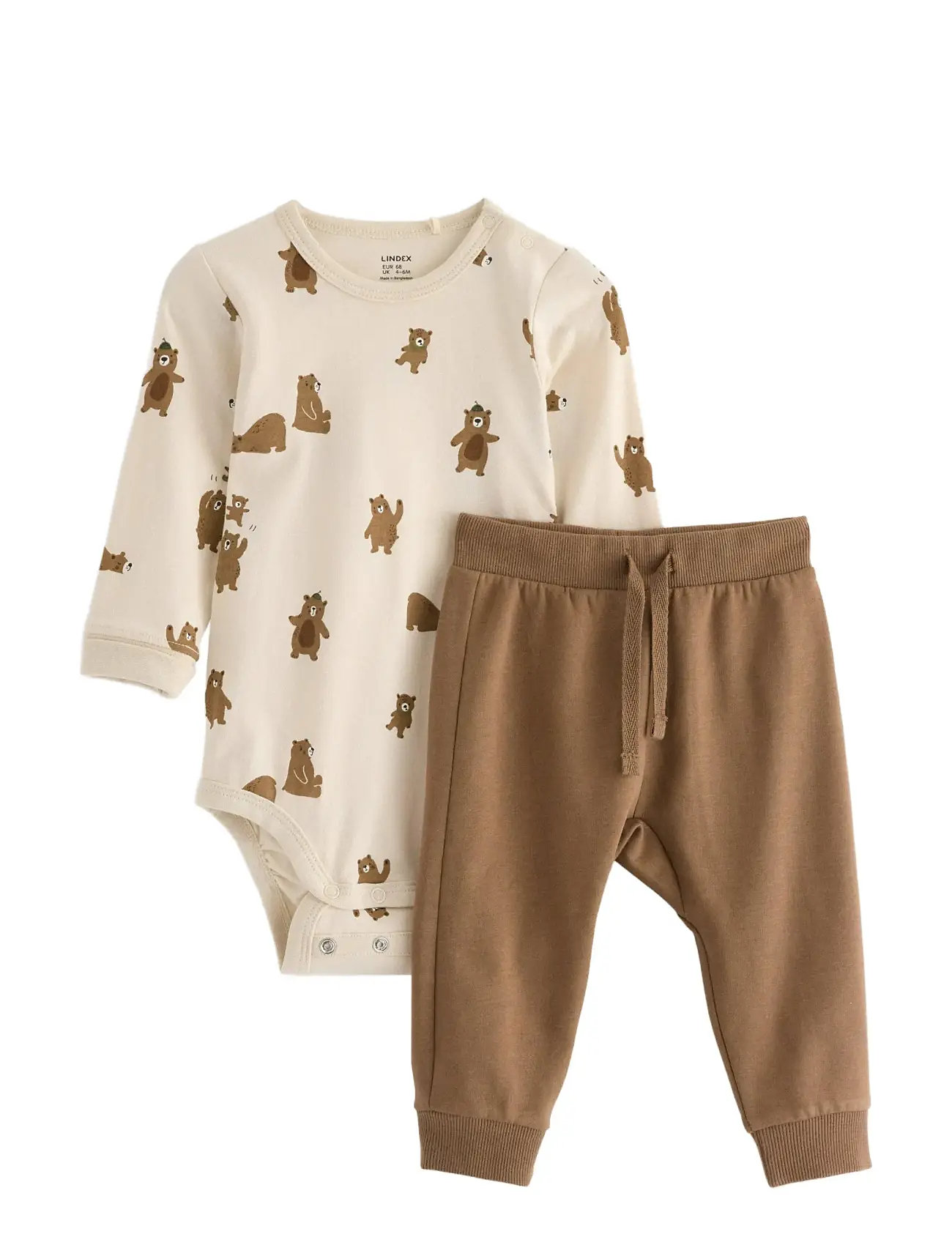 Lindex Set Body Trousers Back Focus, 86, Beige, Sæt > Sæt Med Krop, Børn