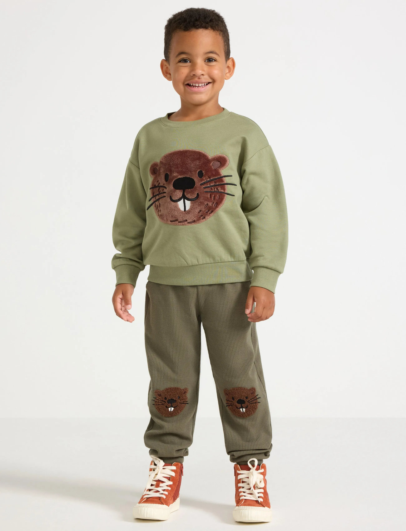 Lindex Vã¥Fflade Mjukisbyxor, 98, Green, Underdele > Joggingbukser, Børn