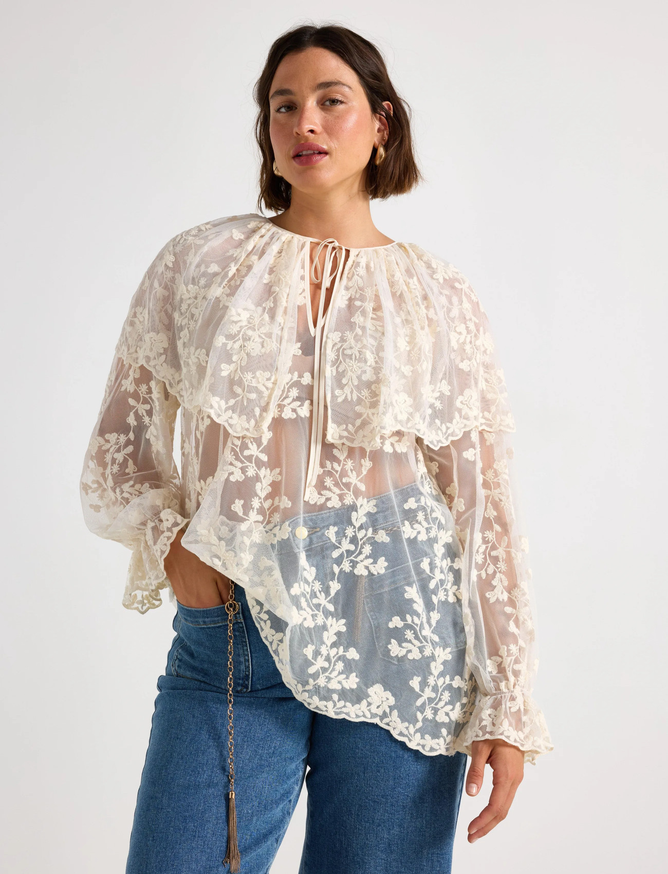 Lindex Bluse I Blonde, S, Cream, Bluser > Langærmede, Dame