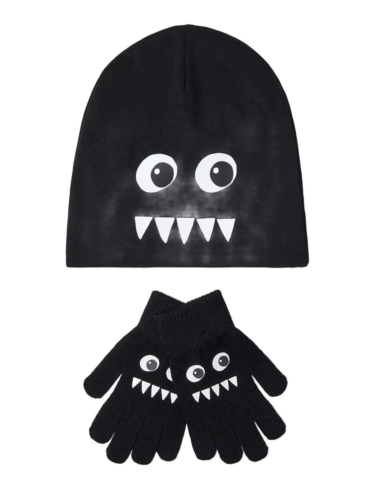 Lindex Jersey Beanie And Magic Gloves, 2-4, Black, Huer > Beanie, Børn