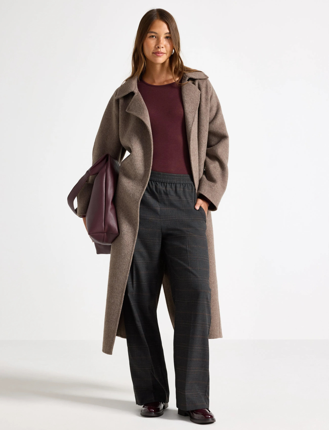 Lindex Trousers Stella Check, XXL, Grey, Bukser > Lige Ben, Dame
