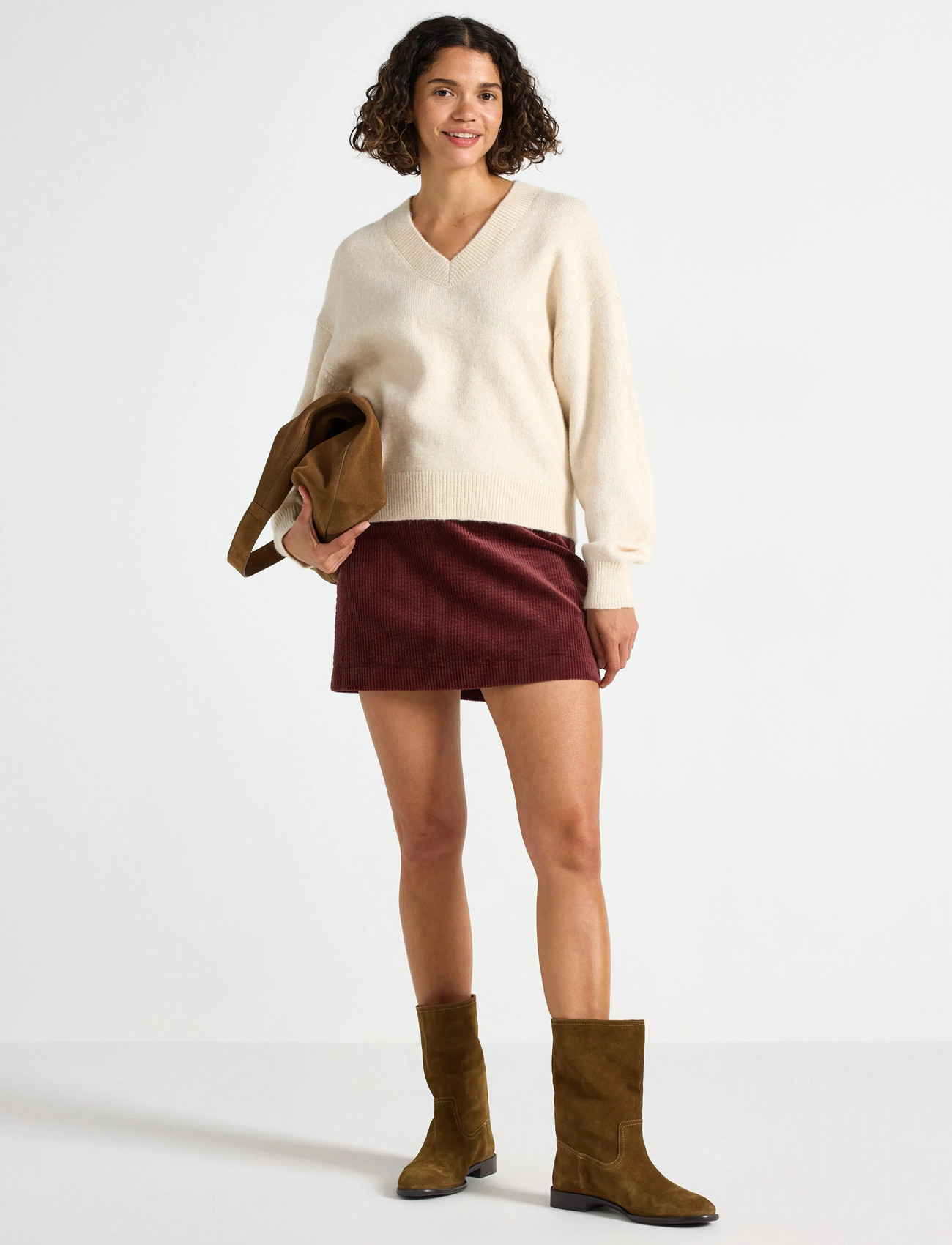 Lindex Skirt Elsa Cord, 40, Burgundy, Nederdele > Korte Nederdele, Dame