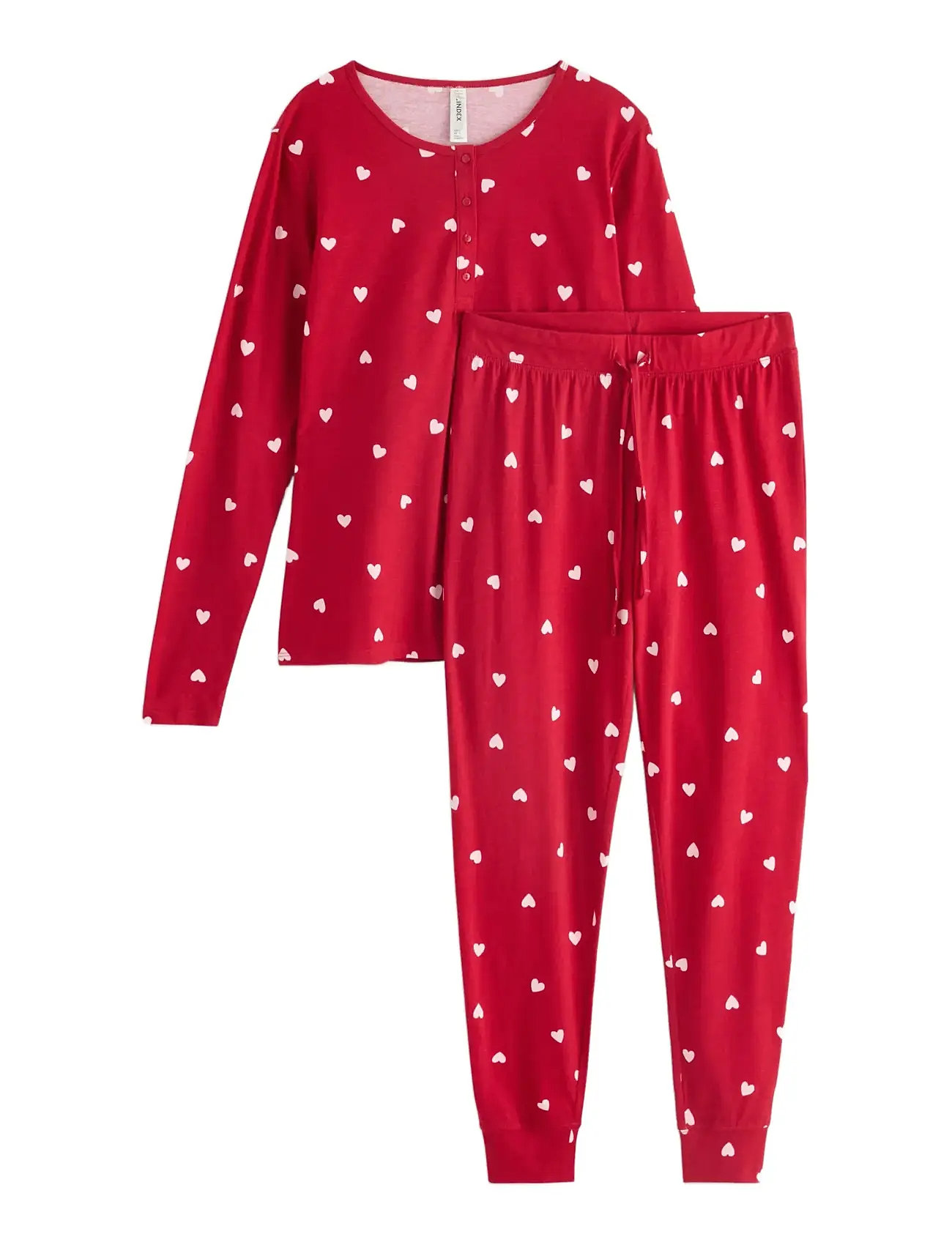 LINDEX Henley Pyjama Aop Rot - XXL - Damen