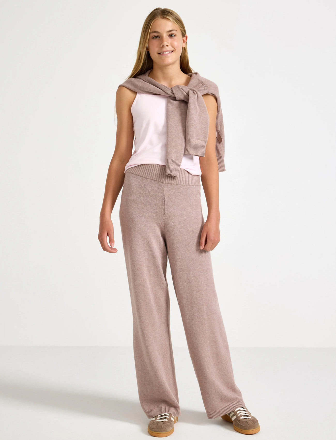 Lindex Trouser Knitted, 128, Beige, Underdele > Bukser, Børn