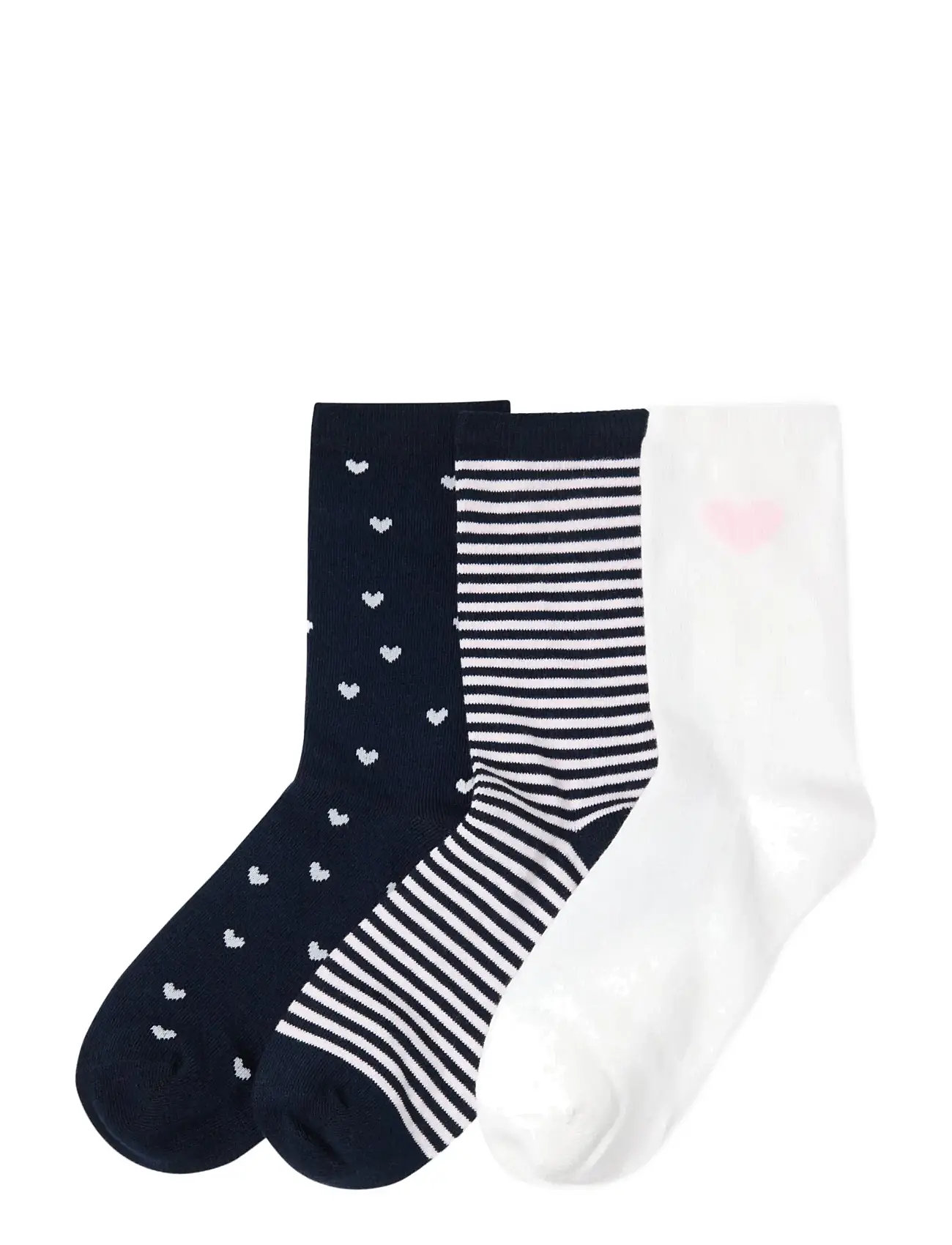 LINDEX Socken 3 Pack Bg Hearts Und Str Navy - 31/33 - Kinder