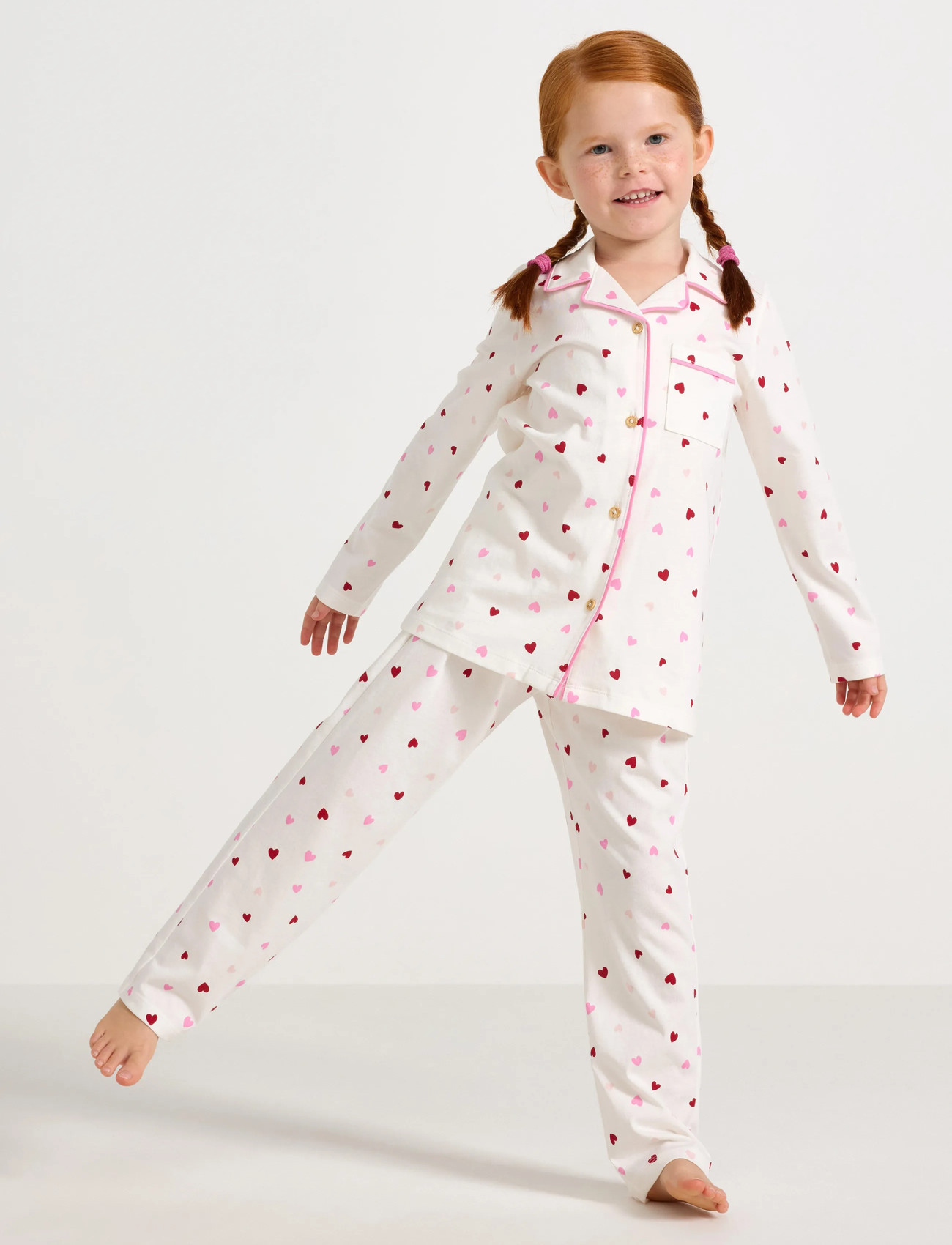 Lindex Pyjama Hearts, 92, White, Pyjamas > Pyjamas-Sæt, Børn