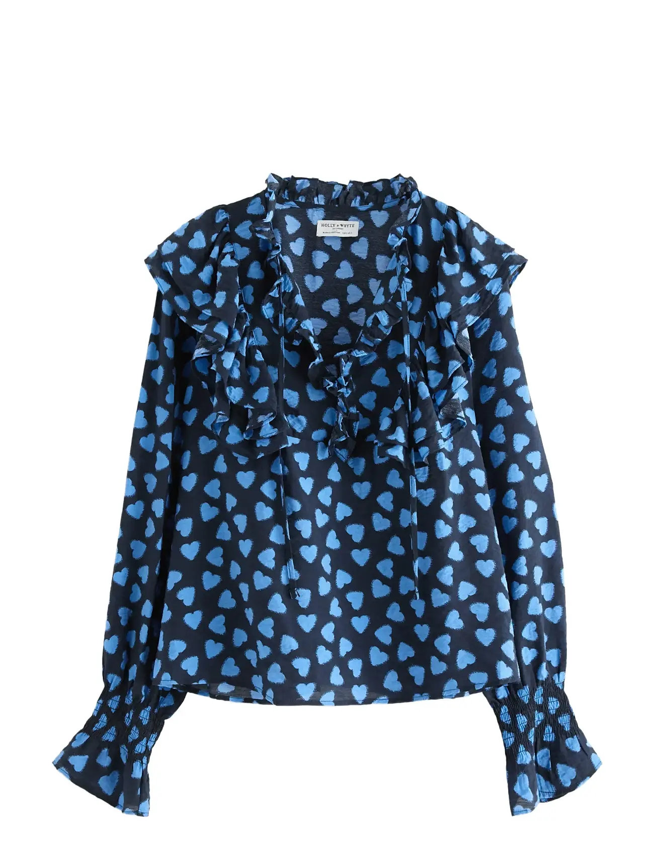 LINDEX Langærmet Bluse Blau - XS - Damen