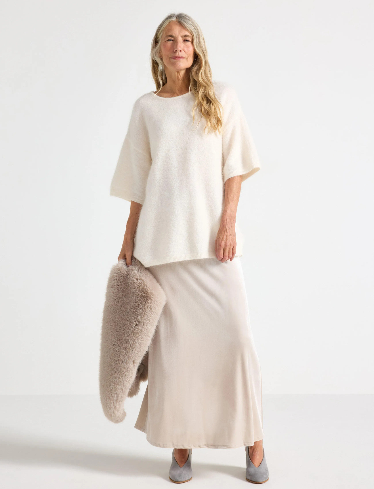 Lindex Maxi Nederdel I Velour, S, Beige, Nederdele > Maxi Nederdele, Dame