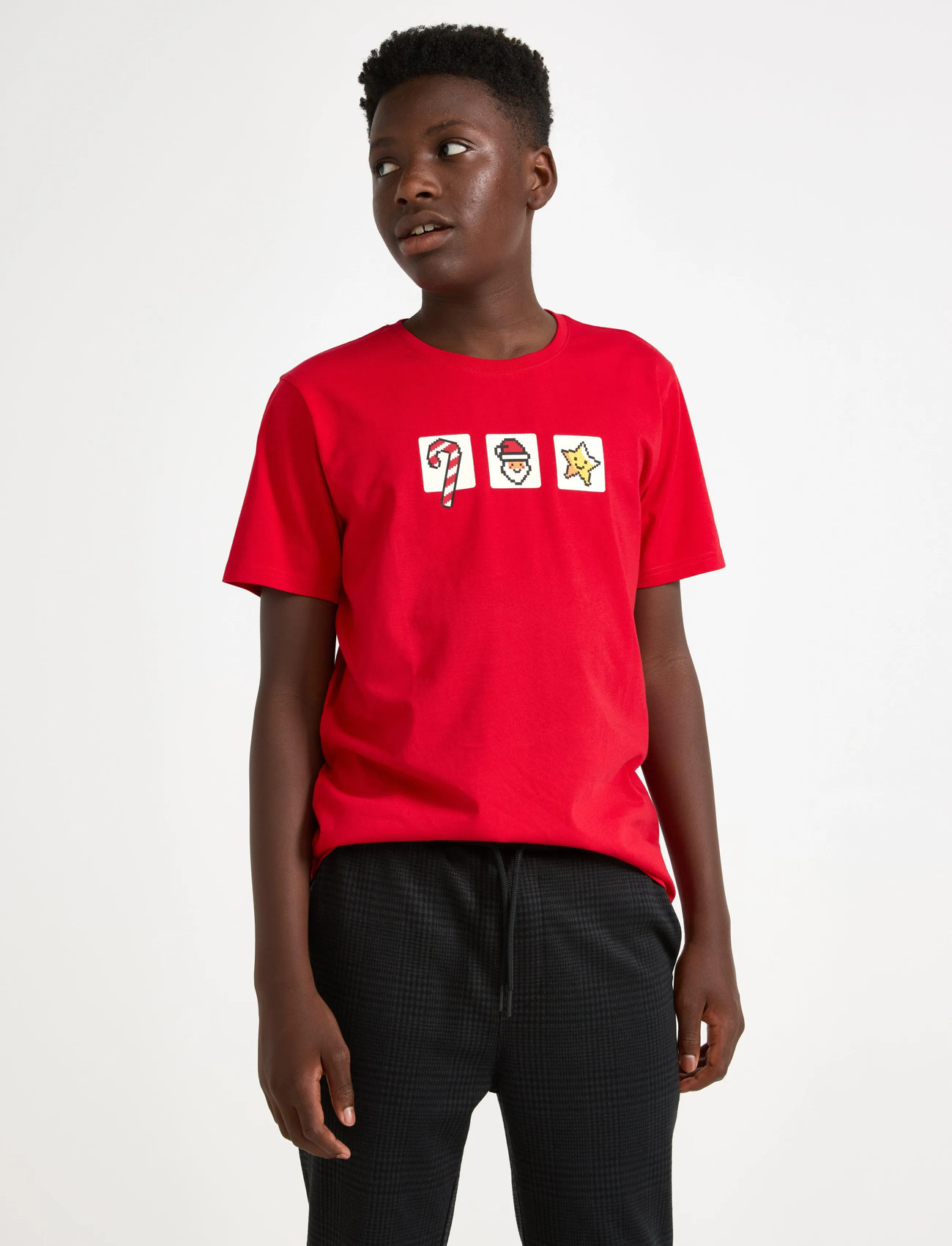 Lindex T Shirt Christmas Print, 128, Red, T-Shirts > Kortærmede, Børn