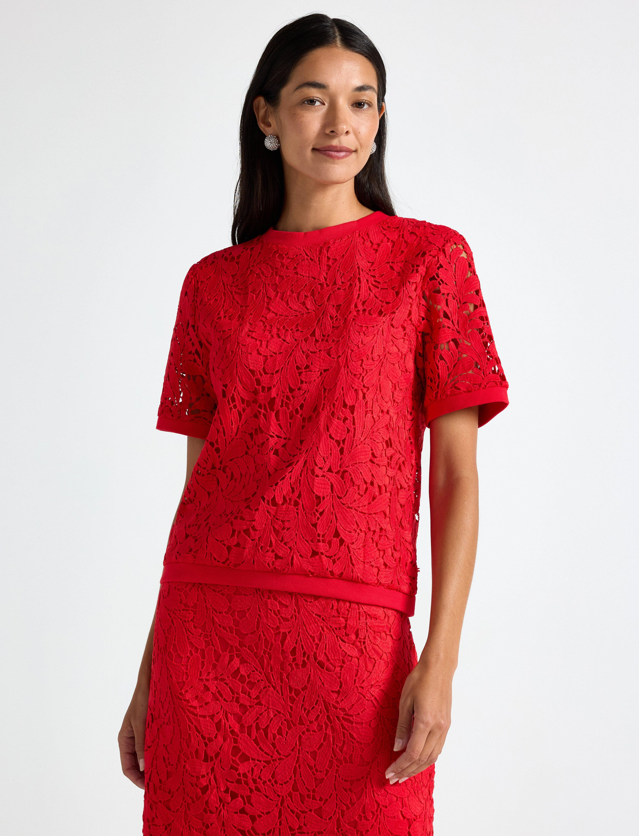 Lindex Top Selena, S, Red, T-Shirts & Toppe > Kortærmede, Dame