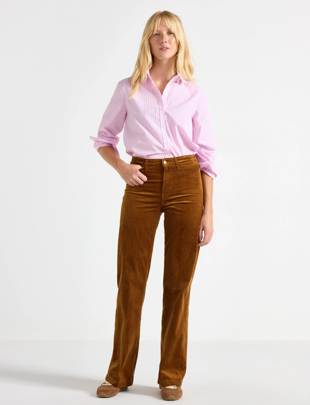 Lindex Trousers Colette Cord, 36, Brown, Bukser > Flared, Dame