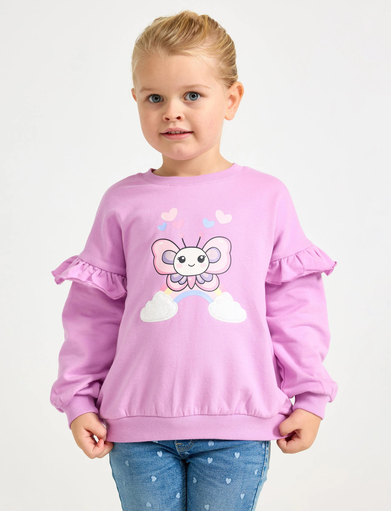 Lindex Sweatshirt Placement Print, 110, Pink, Sweatshirts & Hættetrøjer > Sweatshirts, Børn