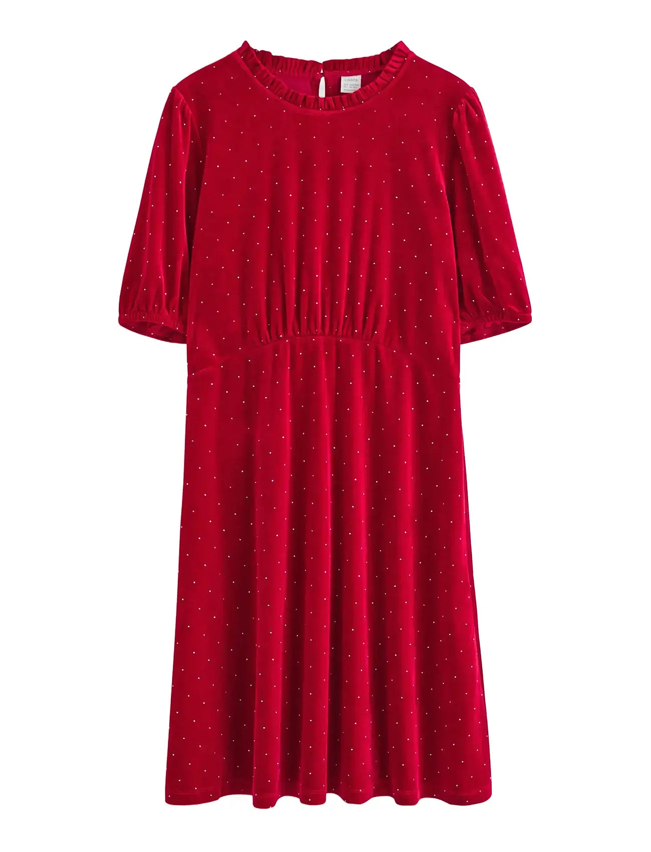 LINDEX Kleid Samt With Gold Dots Rot - 146/152 - Kinder