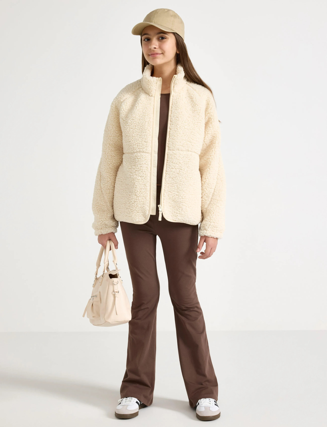 Lindex Jacket Pile School Girl, 164, Cream, Overtøj > Jackets, Dame