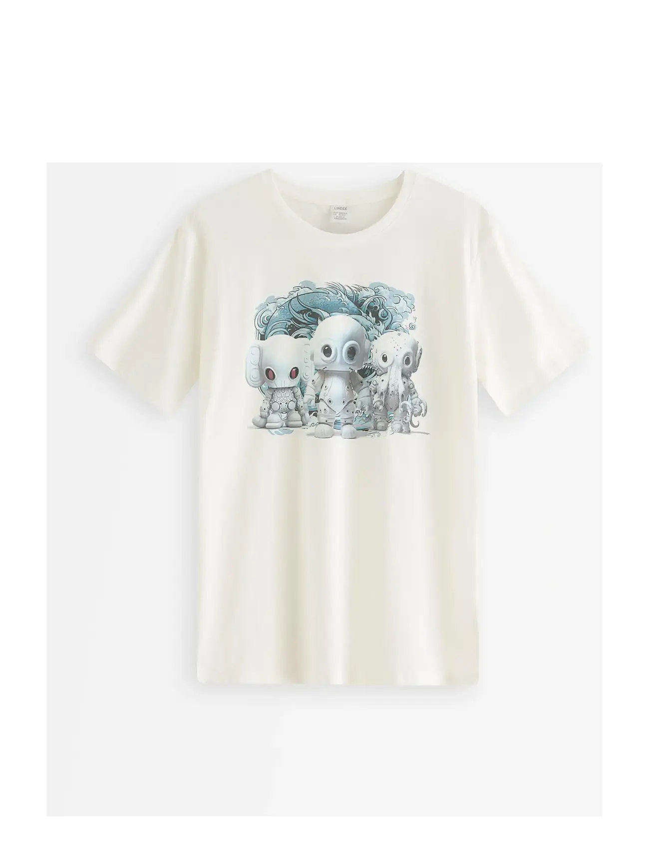 LINDEX T Shirt Robot Animals Cream - 170 - Kinder