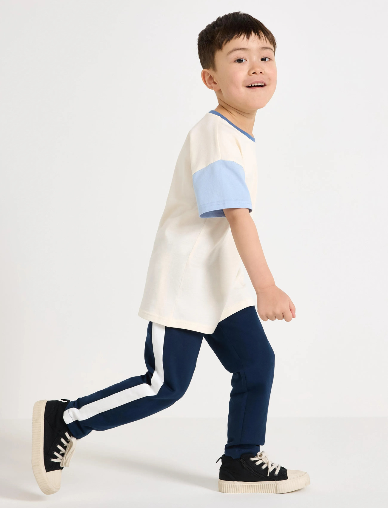 Lindex Trousers W Wide Side Panel Tro, 104, Navy, Underdele > Bukser, Børn