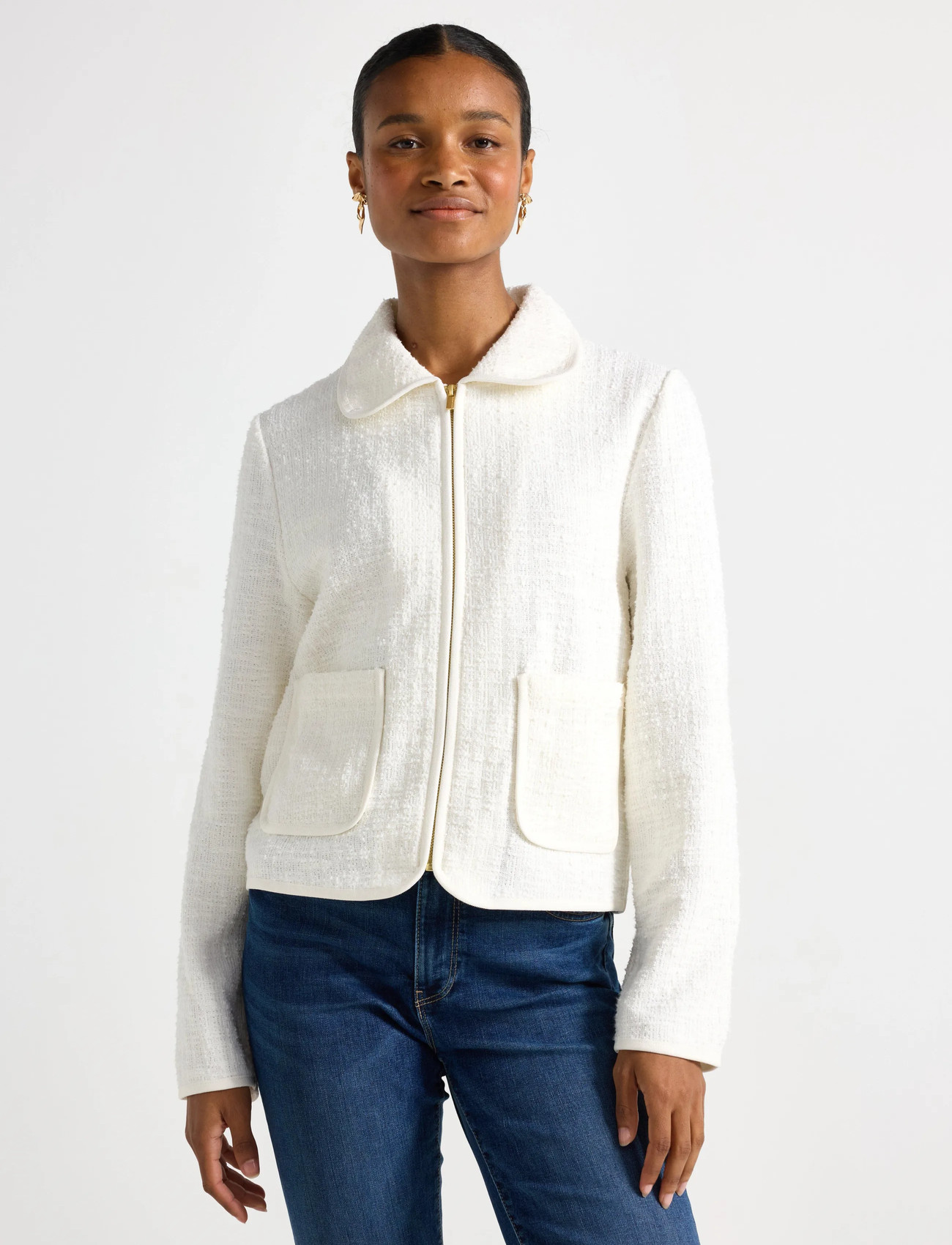 Lindex Jacket Thais, L, White, Blazere > Bouclé Blazere, Dame