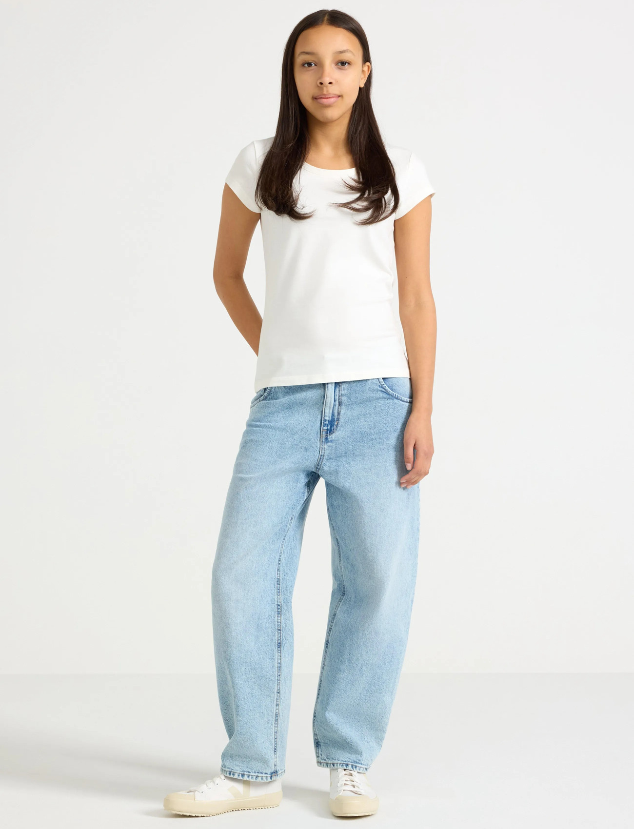 Lindex Trousers Denim Barrel Leg, 152, Blue, Jeans > Løse Jeans, Børn