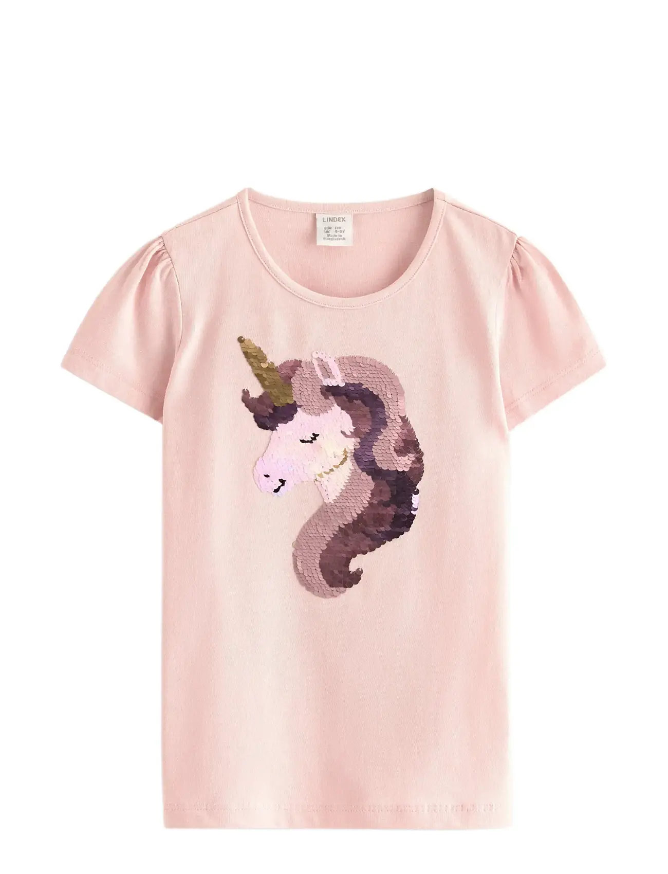 LINDEX Kurzärmelig Oberteil With Reversible Sequins Motif Pink - 116 - Kinder