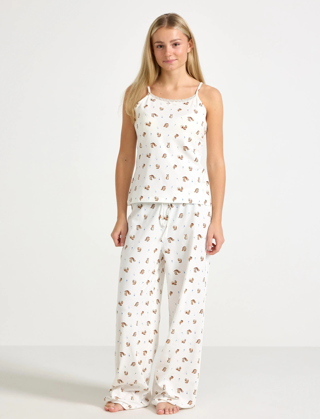 Lindex Pyjama Set Singlet Trousers Mi, 128, Cream, Pyjamas > Pyjamas-Sæt, Børn