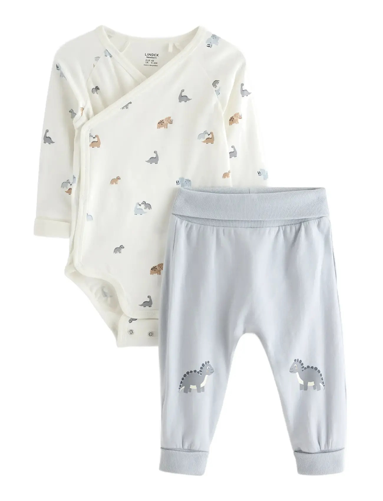 Lindex Set - Wrap Bodysuit And Joggers, 62, Cream, Kroppe > Wrap-Kroppe, Børn
