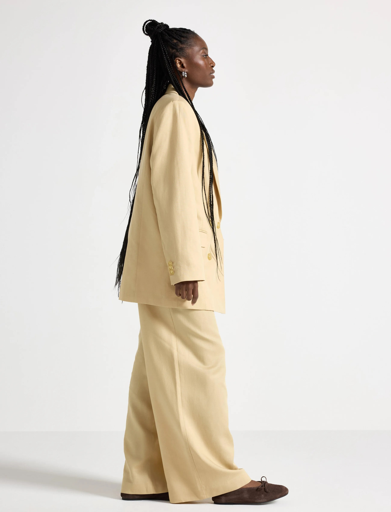 Lindex Trousers Amelia, 38, Yellow, Bukser > Brede Ben, Dame