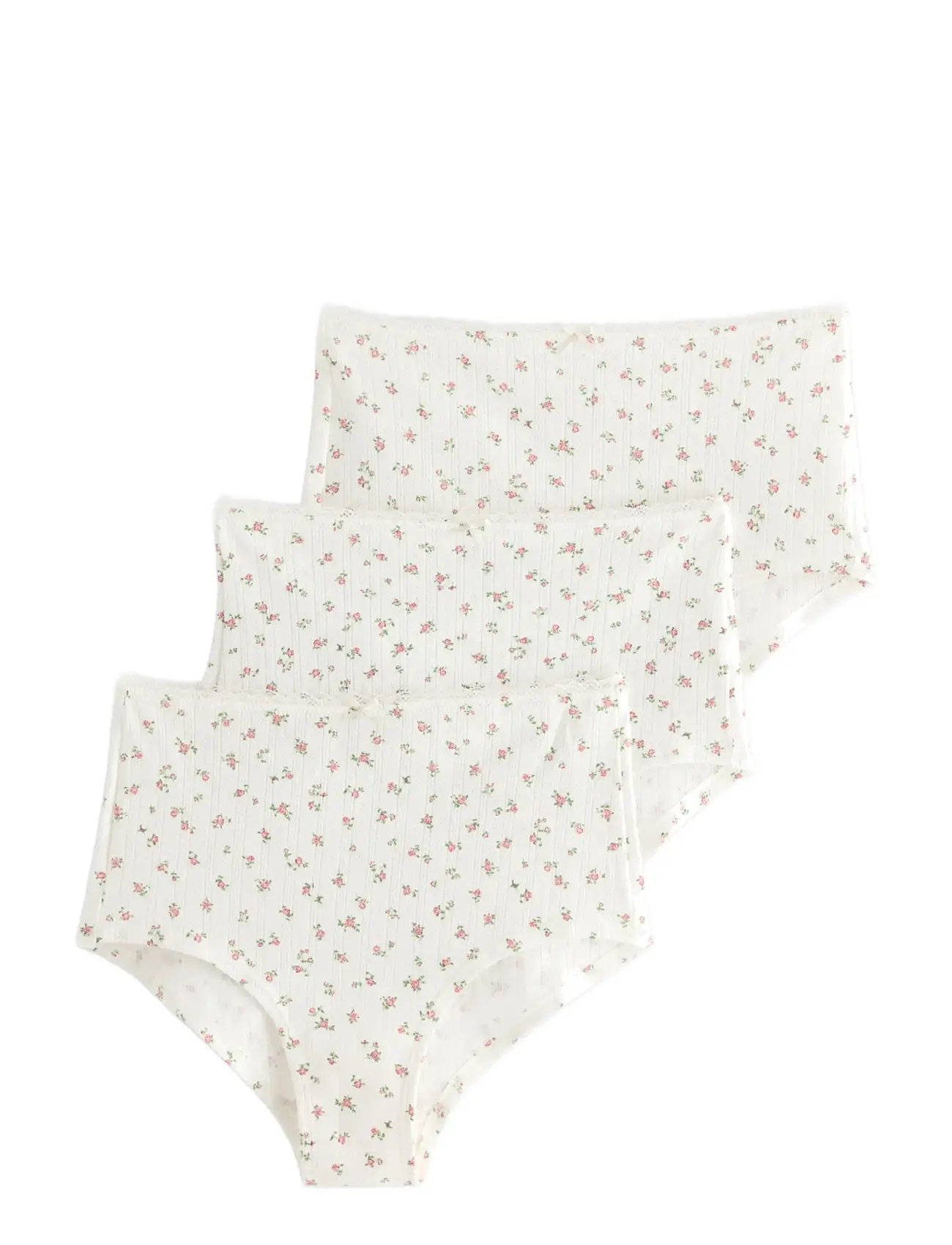 Lindex 3 Pack Brief High Pointelle Co, XS, Pink, Trusser > Trusser, Dame